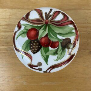 Vintage Tiffany & Co Holiday Porcelain Round Trinket Box